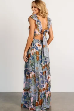 Baltic Born Nylah Back Tie Maxi Dress | Blue Multi
