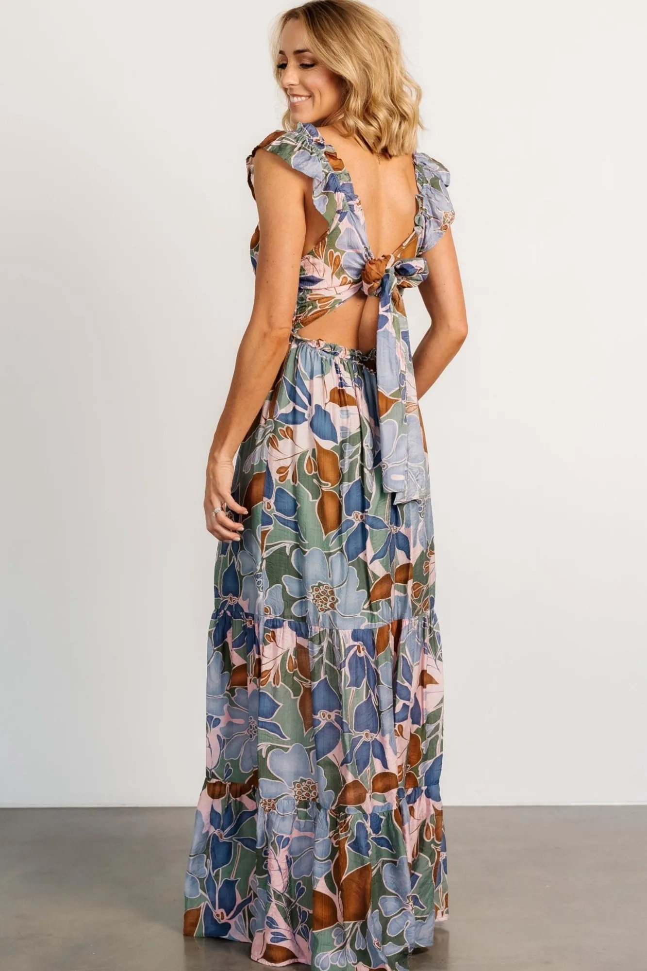 Baltic Born Nylah Back Tie Maxi Dress | Blue Multi