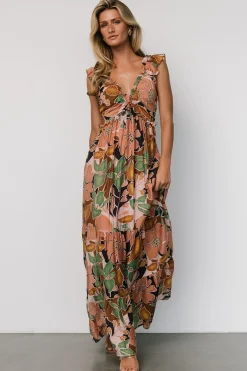 Baltic Born Nylah Back Tie Maxi Dress | Mocha Multi
