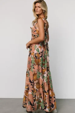 Baltic Born Nylah Back Tie Maxi Dress | Mocha Multi