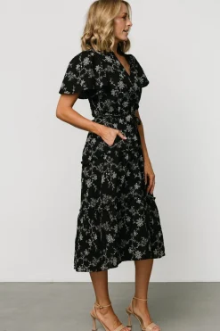 Baltic Born Odeya Tiered Midi Dress | Black + White
