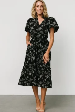 Baltic Born Odeya Tiered Midi Dress | Black + White