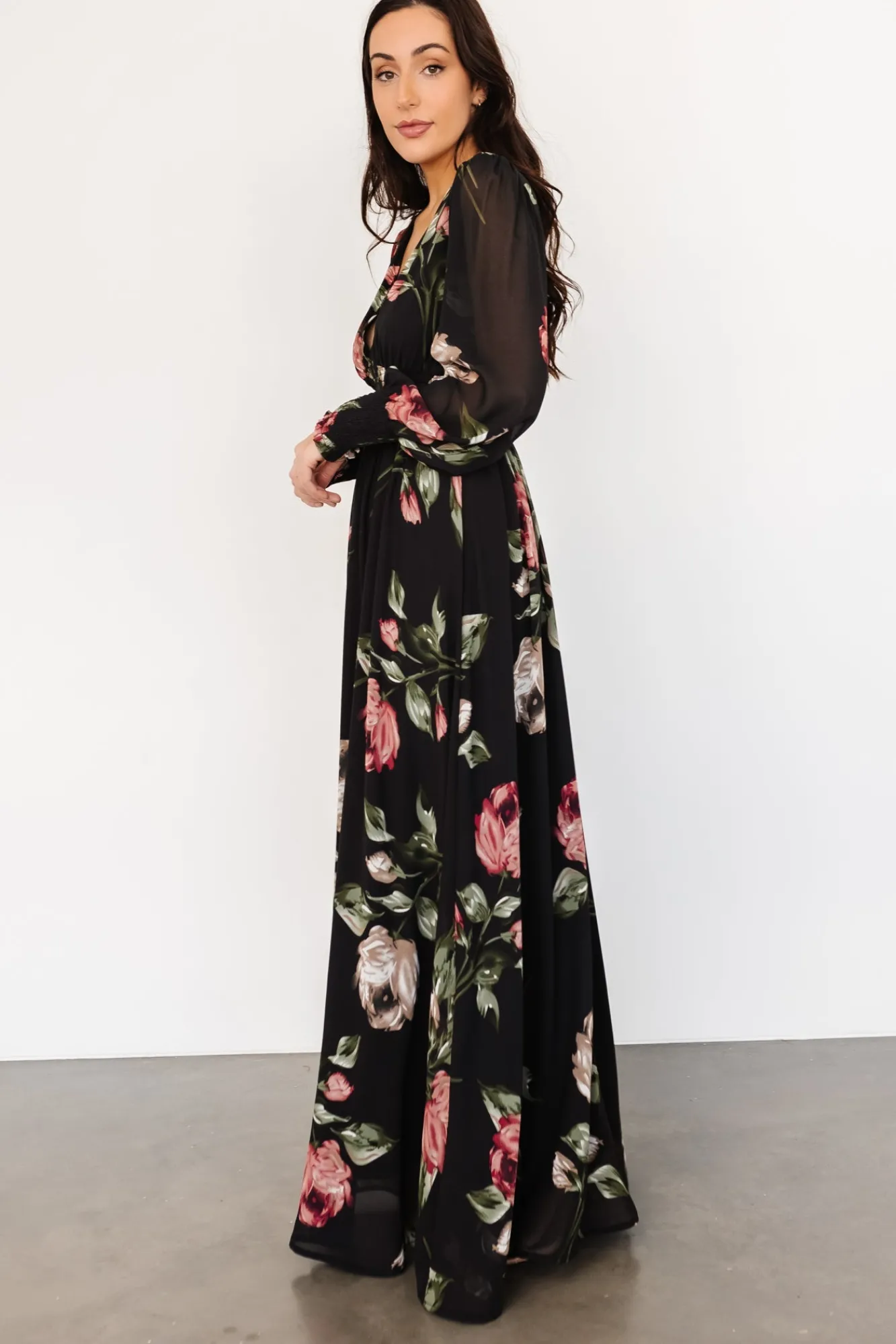 Baltic Born Olivia Maxi Dress | Black Rose Floral