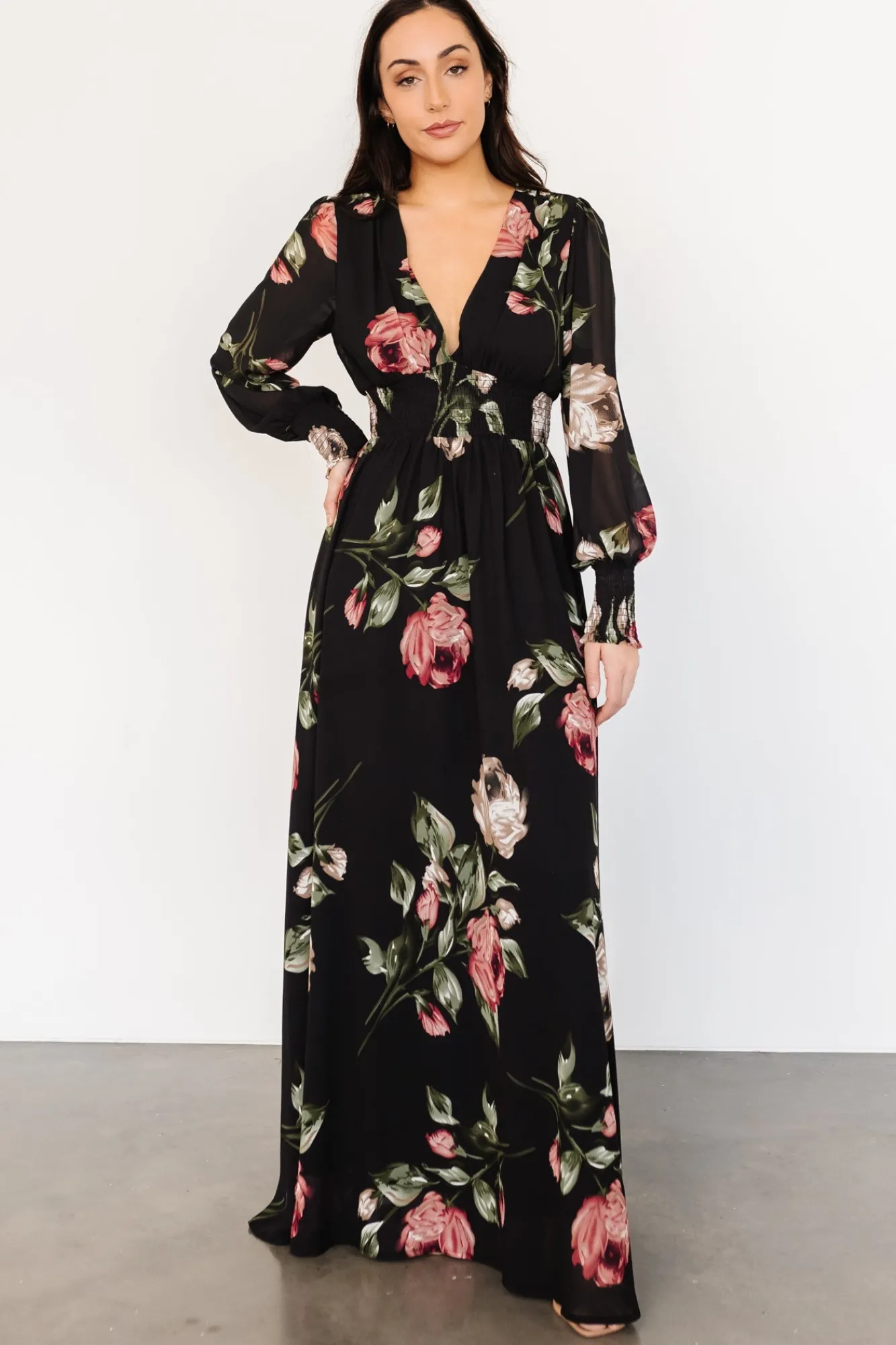 Baltic Born Olivia Maxi Dress | Black Rose Floral