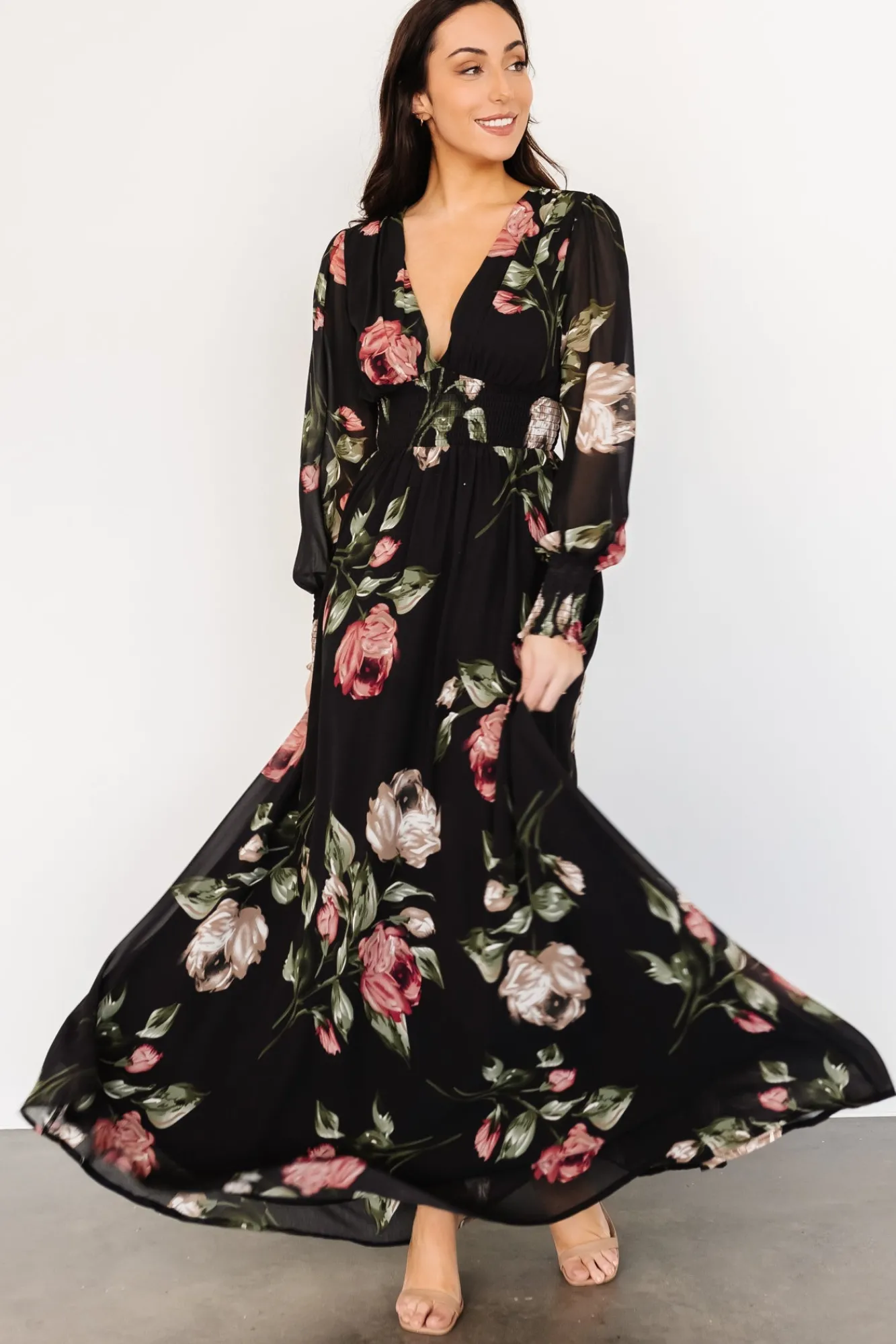Baltic Born Olivia Maxi Dress | Black Rose Floral