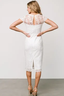 Baltic Born Oriana Embossed Shimmer Midi Dress | Off White