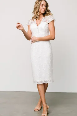 Baltic Born Oriana Embossed Shimmer Midi Dress | Off White