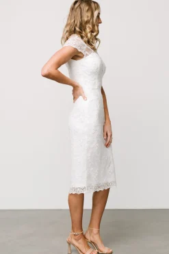 Baltic Born Oriana Embossed Shimmer Midi Dress | Off White