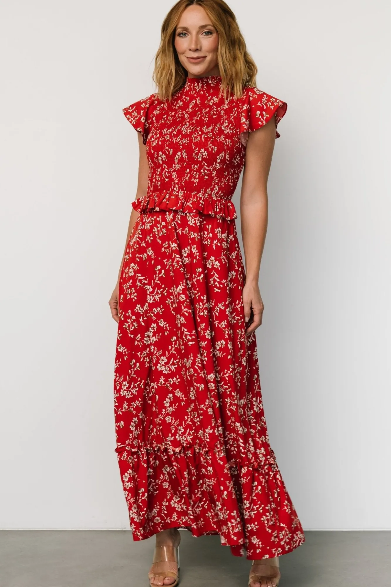 Baltic Born Orla Ruffle Maxi Dress | Red floral