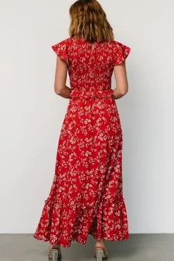 Baltic Born Orla Ruffle Maxi Dress | Red floral