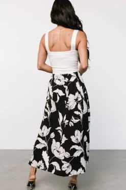 Baltic Born Osaka Midi Skirt | Black + White Floral