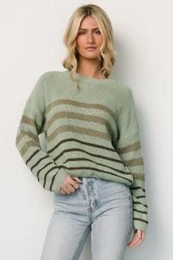 Baltic Born Oslo Striped Sweater | Dusty Olive