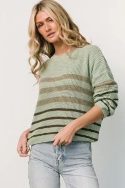 Baltic Born Oslo Striped Sweater | Dusty Olive