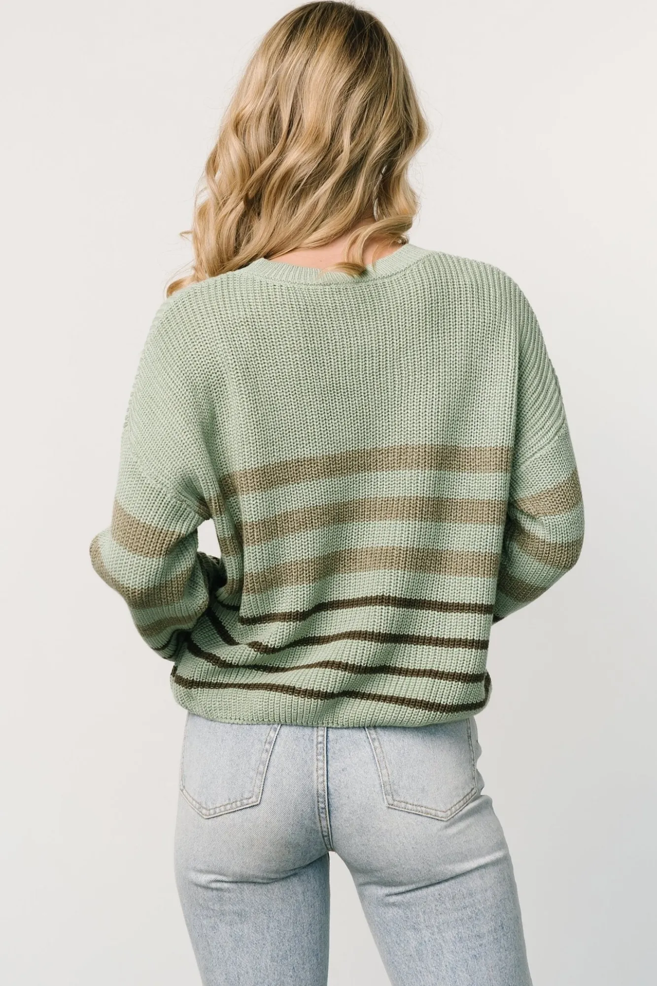 Baltic Born Oslo Striped Sweater | Dusty Olive