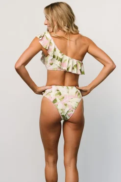Baltic Born Palma Ruffle Bikini Top | Green + Pink
