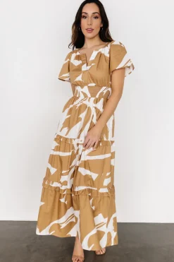 Baltic Born Palmer Tiered Maxi Dress | Camel + White