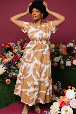 Baltic Born Palmer Tiered Maxi Dress | Camel + White