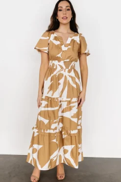 Baltic Born Palmer Tiered Maxi Dress | Camel + White