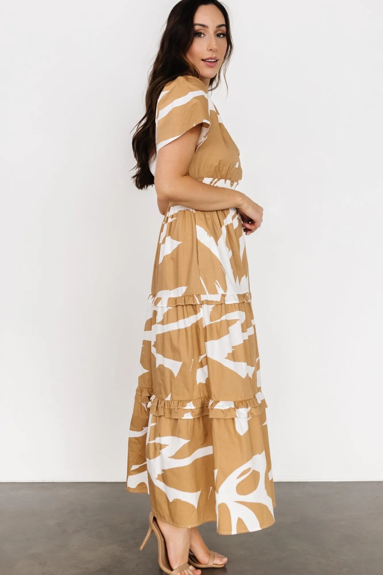 Baltic Born Palmer Tiered Maxi Dress | Camel + White