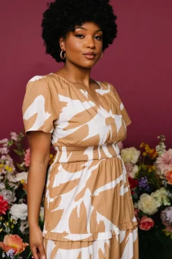 Baltic Born Palmer Tiered Maxi Dress | Camel + White