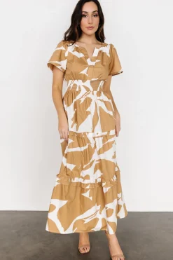Baltic Born Palmer Tiered Maxi Dress | Camel + White