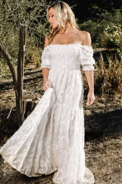 Baltic Born Paloma Smocked Feather Maxi Dress | Off White