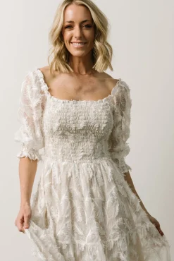 Baltic Born Paloma Smocked Feather Maxi Dress | Off White