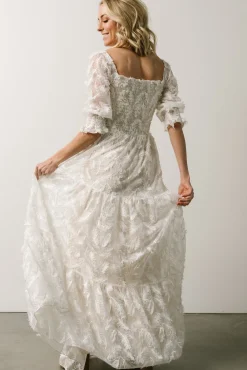 Baltic Born Paloma Smocked Feather Maxi Dress | Off White