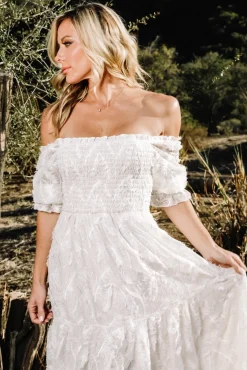 Baltic Born Paloma Smocked Feather Maxi Dress | Off White