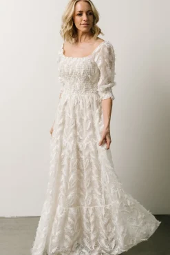 Baltic Born Paloma Smocked Feather Maxi Dress | Off White