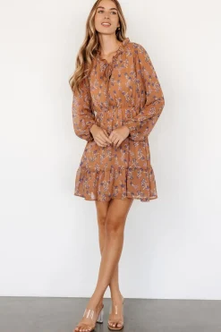 Baltic Born Pansy Mini Dress | Mocha + Purple Floral