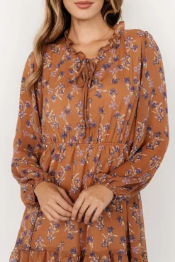 Baltic Born Pansy Mini Dress | Mocha + Purple Floral