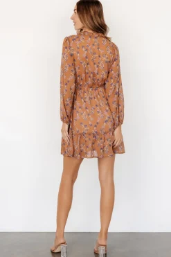 Baltic Born Pansy Mini Dress | Mocha + Purple Floral