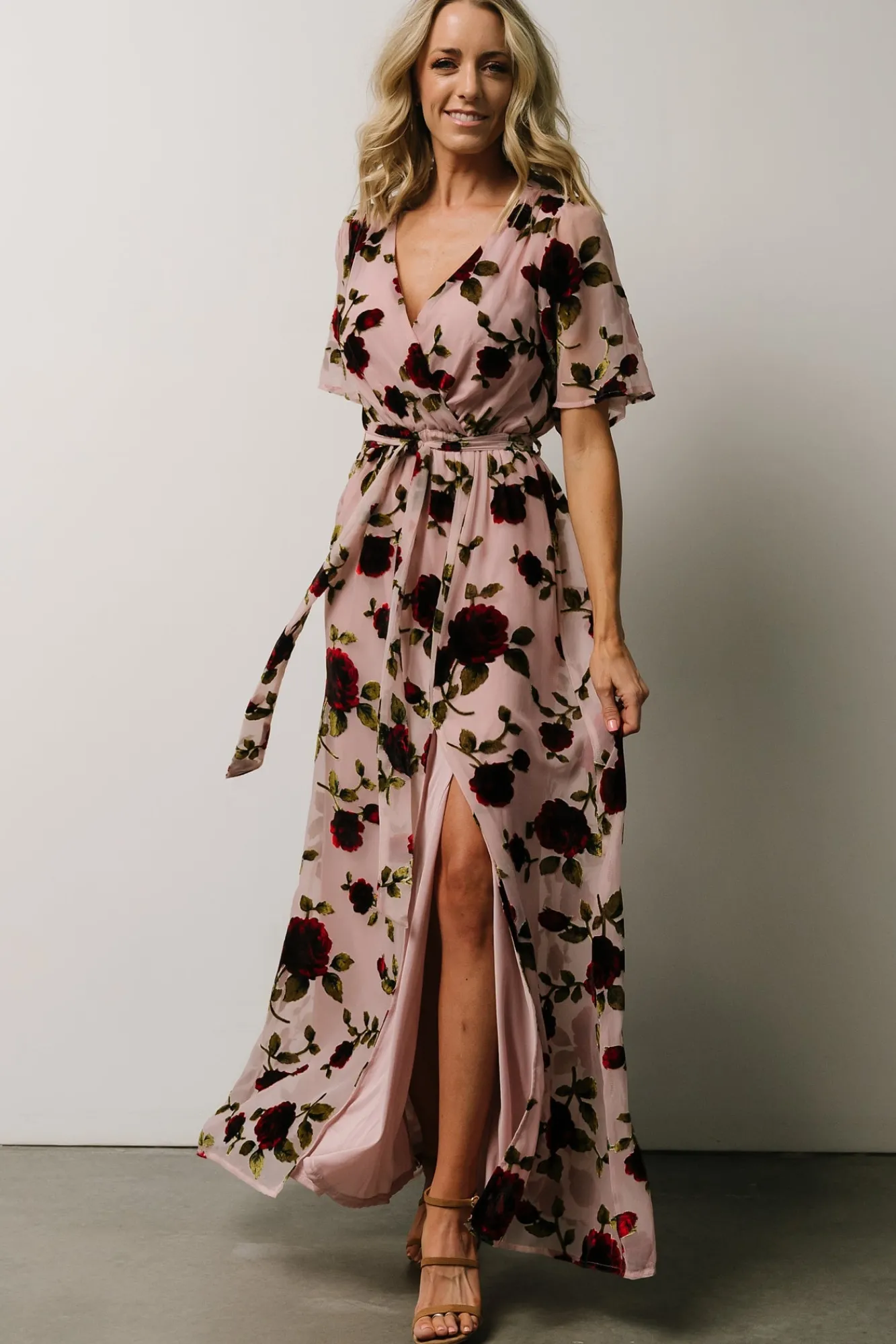 Baltic Born Parisian Velvet Maxi Dress | Blush Rose Floral