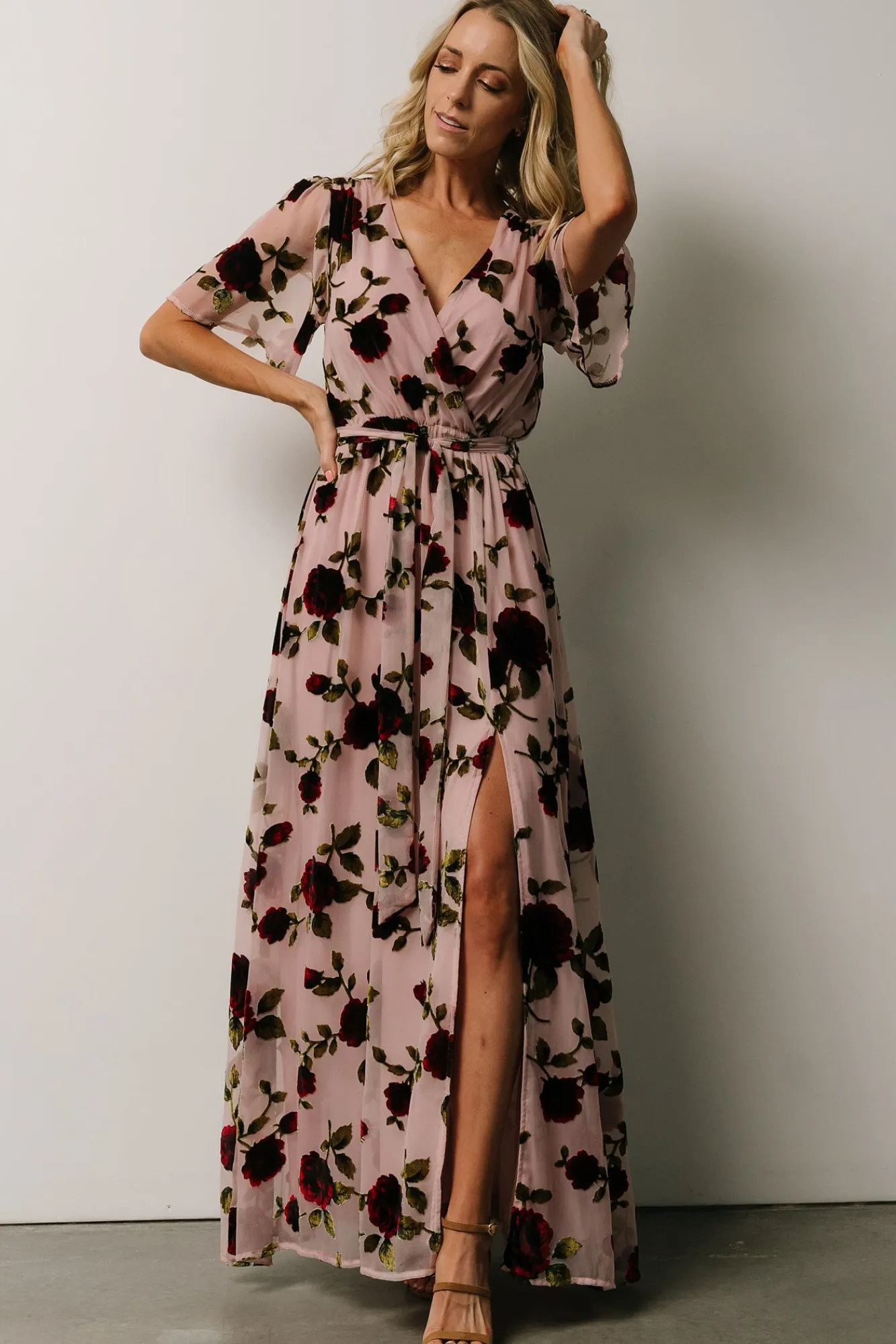 Baltic Born Parisian Velvet Maxi Dress | Blush Rose Floral