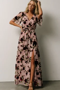 Baltic Born Parisian Velvet Maxi Dress | Blush Rose Floral