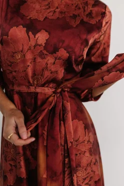 Baltic Born Paula Satin Maxi Dress | Terracotta Floral