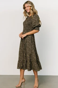 Baltic Born Pele Tiered Midi Dress | Black Floral