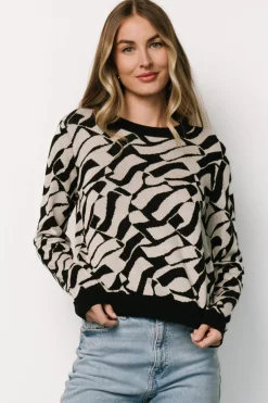Baltic Born Petra Knit Sweater Top | Black + Ivory