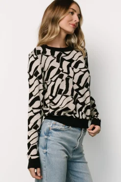 Baltic Born Petra Knit Sweater Top | Black + Ivory