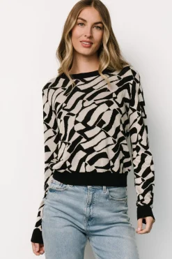 Baltic Born Petra Knit Sweater Top | Black + Ivory