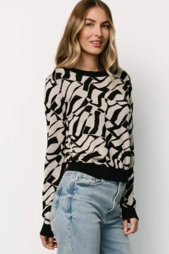 Baltic Born Petra Knit Sweater Top | Black + Ivory