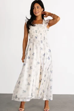 Baltic Born Phoebe Midi Dress | Cream + Blue Floral