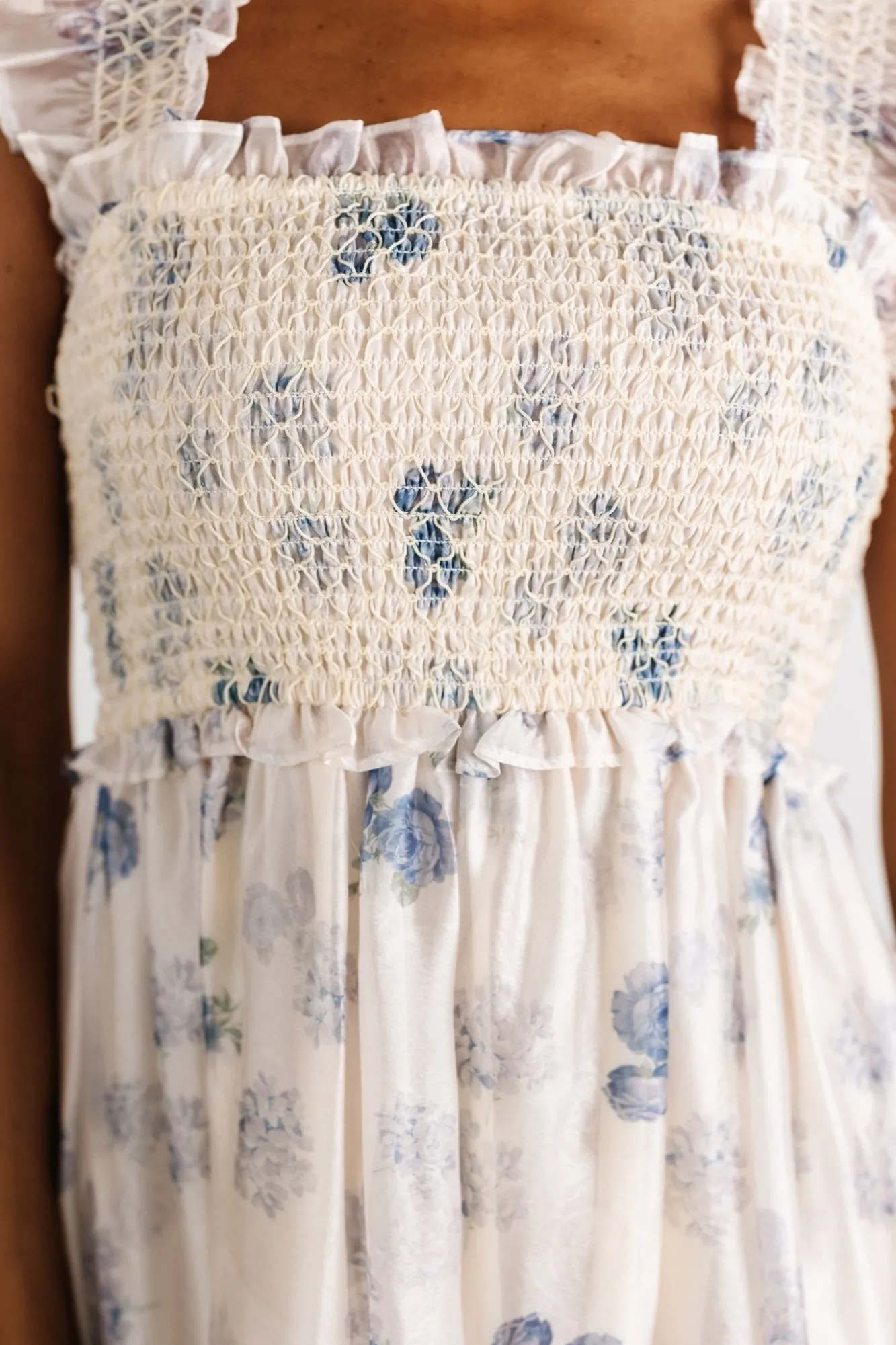 Baltic Born Phoebe Midi Dress | Cream + Blue Floral