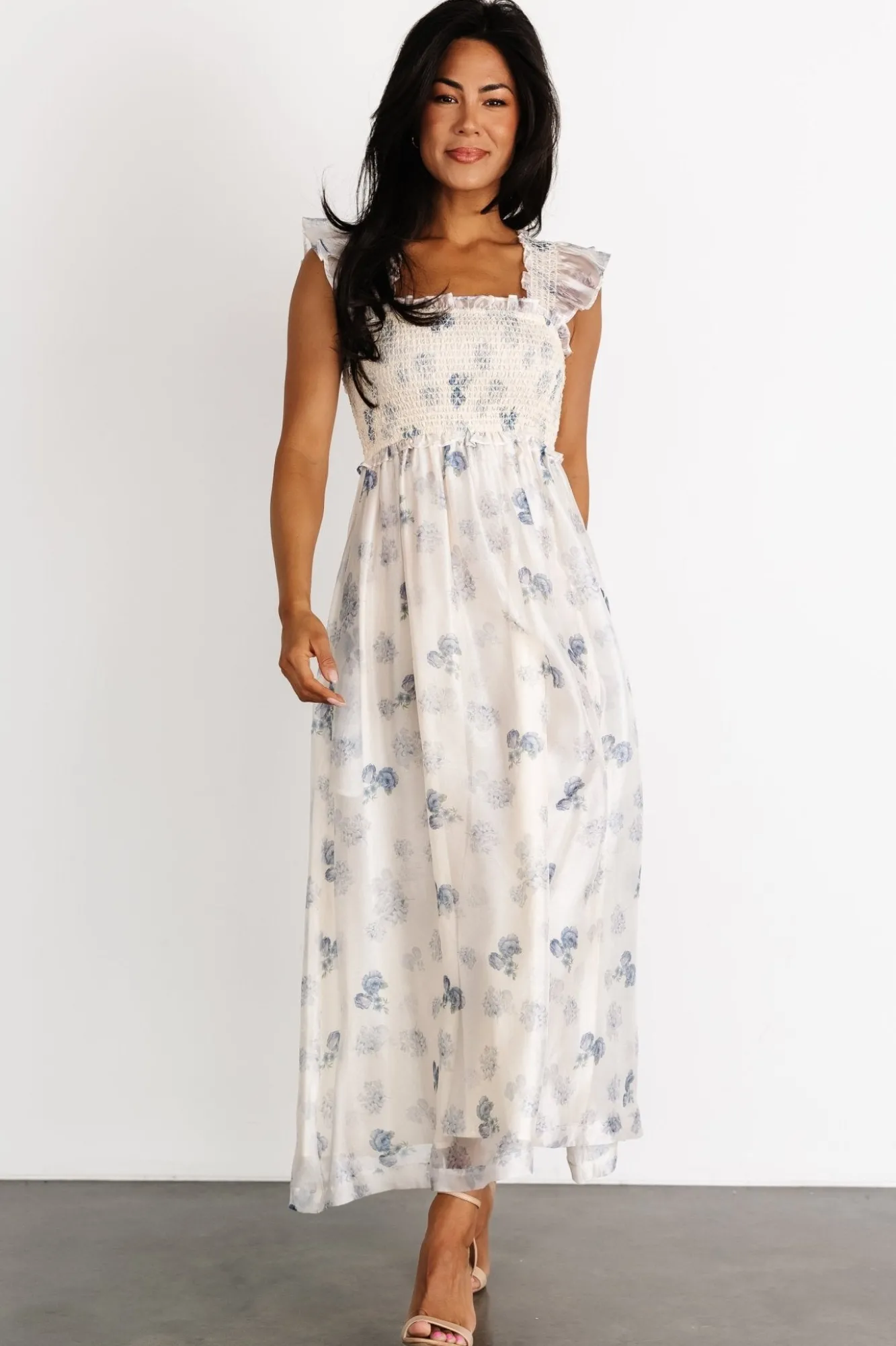 Baltic Born Phoebe Midi Dress | Cream + Blue Floral