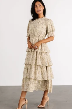 Baltic Born Pia Tiered Midi Dress | Light Sage Floral