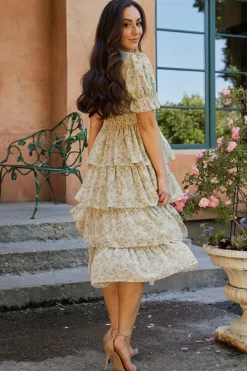 Baltic Born Pia Tiered Midi Dress | Light Sage Floral