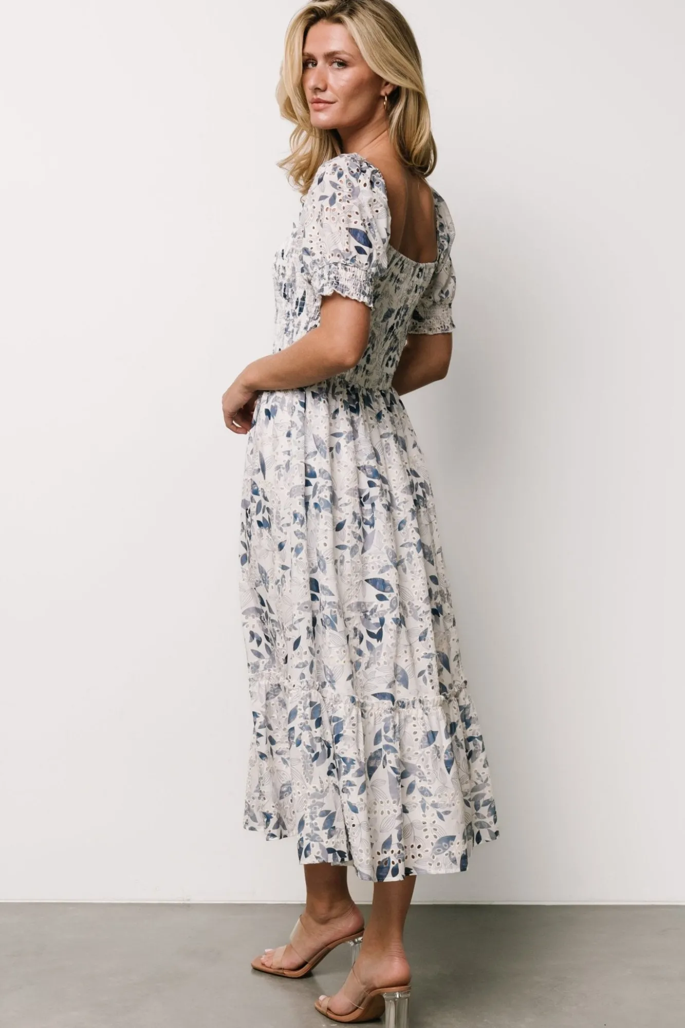 Baltic Born Piper Eyelet Midi Dress | Off White + Blue Floral