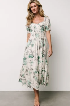 Baltic Born Piper Eyelet Midi Dress | Off White + Green Floral