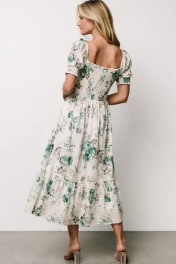 Baltic Born Piper Eyelet Midi Dress | Off White + Green Floral